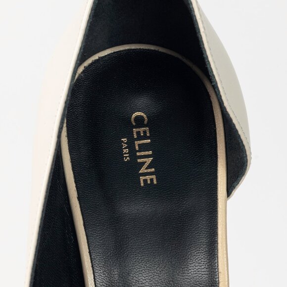 Celine Ivory & Beige Two-Tone Pointed-Toe D'Orsay Pumps - Picture 9 of 9